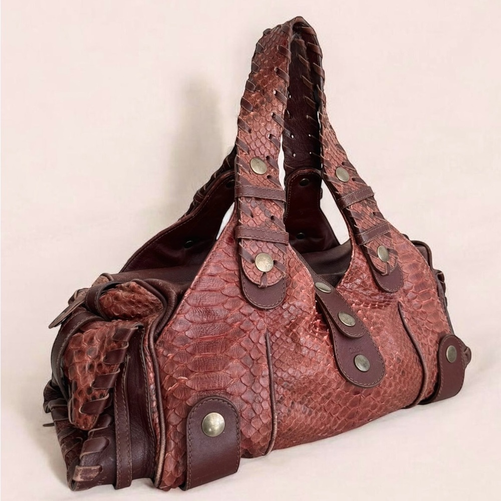 Chlo Silverado Brown Python Vintage Shoulder Bag - image 3